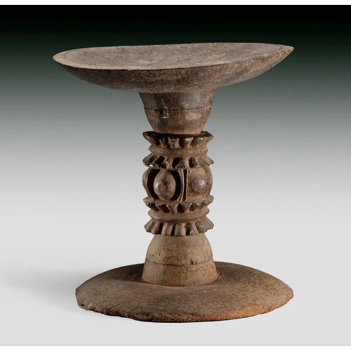 198 - A WOODEN CYLINDRICAL STAND, NIGERIA