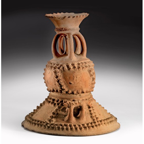 199 - A TERRACOTTA CYLINDRICAL STAND NIGERIA