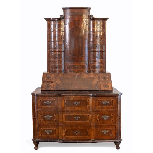 1353 - A CAPE STINKWOOD AND PARQUETRY BUREAU CABINET, LATE 18TH CENTURY