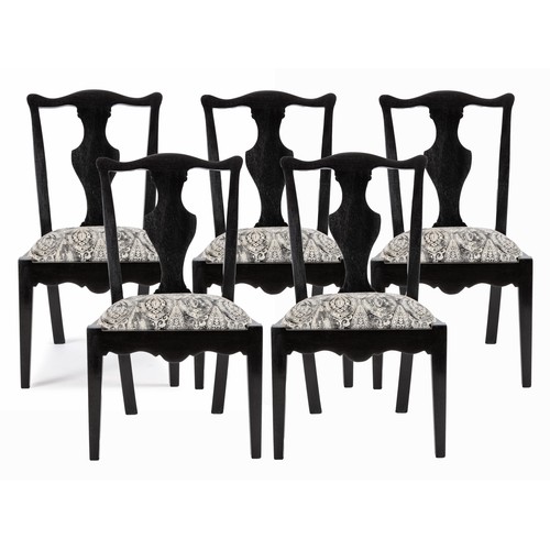 8 - FIVE FRENCH OAK CONTEMPORARY CHIPPENDALE STYLE CHAIRS
