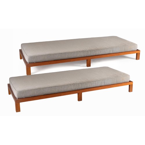 76 - A PAIR OF IROKO DAY BEDS