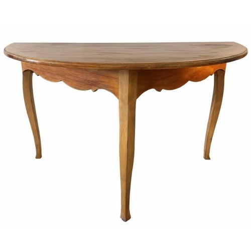 83 - A CEDAR AND BEECH DEMI-LUNE TABLE