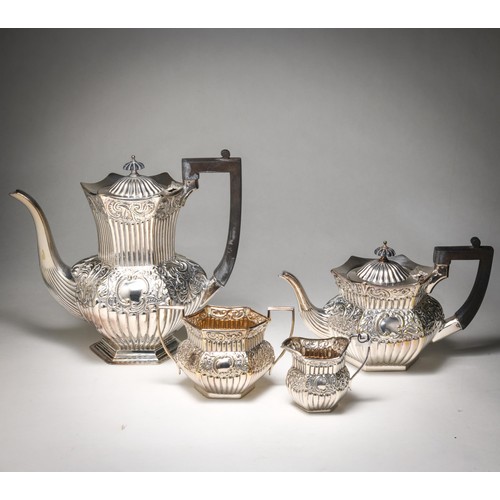 330 - A FOUR-PIECE ELECTROPLATE TEA SERVICE, SOUTH AMERICA, POSSIBLY 19TH CENTURY