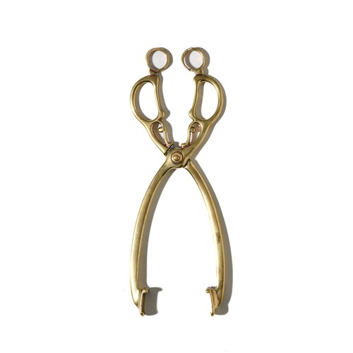 401 - A PAIR OF BRASS TONGS