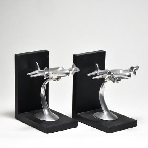 45 - A PAIR OF BOOKENDS IN THE FORM OF TWO WORLD WAR TWO AEROPLANES