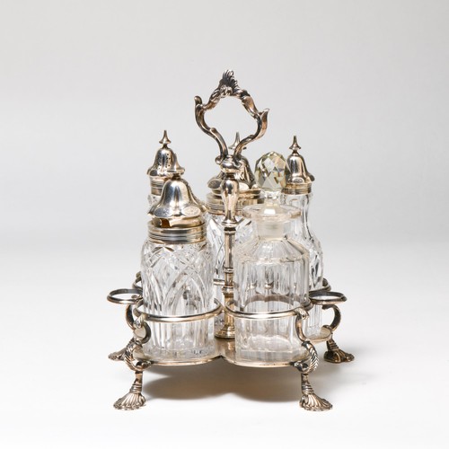 626 - A GEORGE II SILVER CRUET SET, JOHN DELMESTER, LONDON, 1762