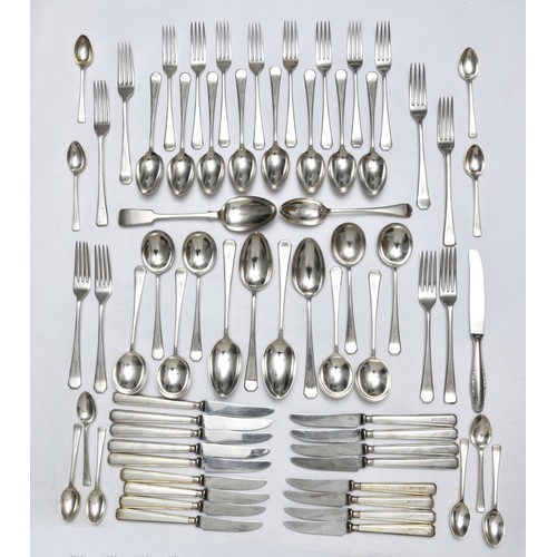 886 - AN ASSEMBLED SET OF SILVER-PLATE CUTLERY,  LONDON