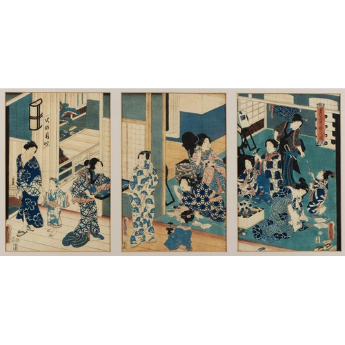 1252 - A JAPANESE WOODBLOCK TRIPTYCH, 