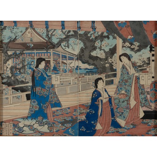 1251 - TWO PANELS FROM A JAPANESE WOODBLOCK TRIPTYCH, 