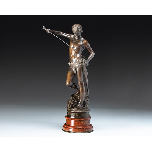 1096 - MARIUS-JEAN ANTONIN MERCIE (FRENCH 1845 - 1916): A BRONZE FIGURE OF DAVID