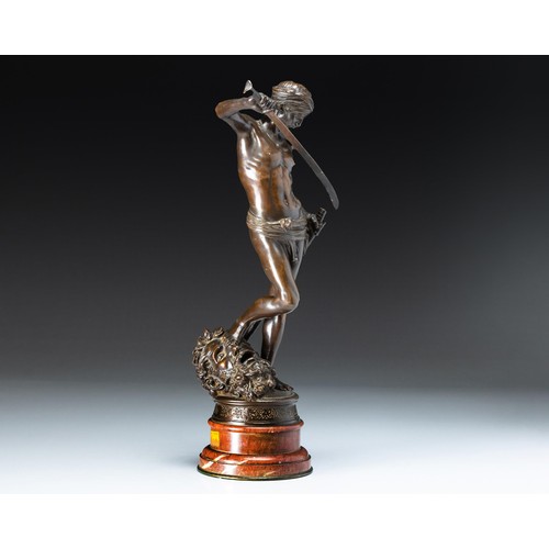 1096 - MARIUS-JEAN ANTONIN MERCIE (FRENCH 1845 - 1916): A BRONZE FIGURE OF DAVID