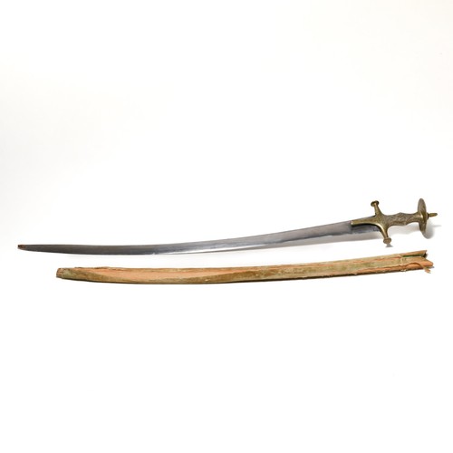 52 - AN INDIAN TULWAR BRIGHT CURVED BLADE