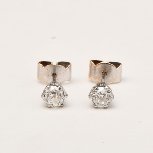 821 - A PAIR OF OLD CUT DIAMOND STUD EARRINGS, 0.80 CARATS