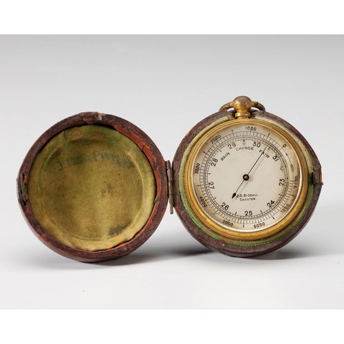 471 - A CASED POCKET BAROMETER, JD SIDDALL, CHESTER