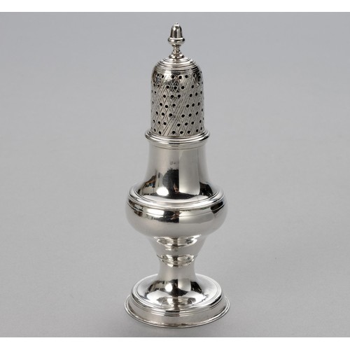 756 - A GEORGE III SILVER SUGAR CASTER, HESTER BATEMAN, LONDON, 1784