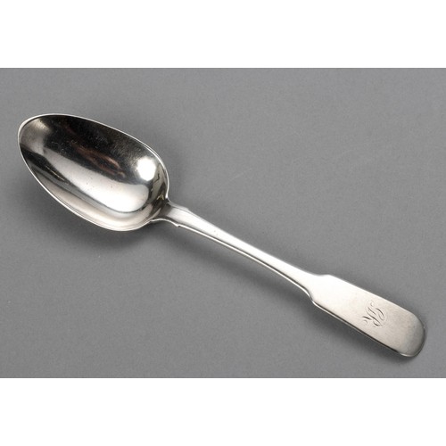 857 - A CAPE SILVER FIDDLE PATTERN TABLESPOON, LAWRENCE TWENTYMAN