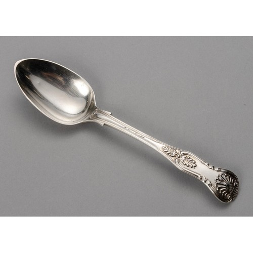 853 - A CAPE SILVER KINGS PATTERN DESSERT SPOON, LAWRENCE TWENTYMAN