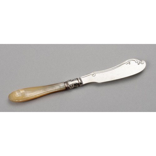 225 - A VICTORIAN SILVER AND MOTHER OF PEARL BUTTER KNIFE, ATKIN BROTHERS, SHEFFIELD, 1867