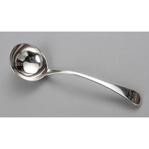 213 - A GEORGE III SILVER OLD ENGLISH PATTERN SAUCE LADLE, RICHARD CROSSLEY, LONDON, 1787