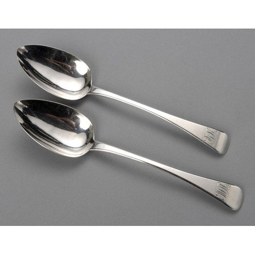 761 - A PAIR OF GEORGE III SILVER OLD ENGLISH PATTERN TABLESPOONS, JOHN LIAS, LONDON, 1812