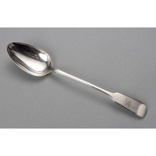 848 - A CAPE SILVER FIDDLE PATTERN BASTING SPOON, PROBABLY LAWRENCE TWENTYMAN