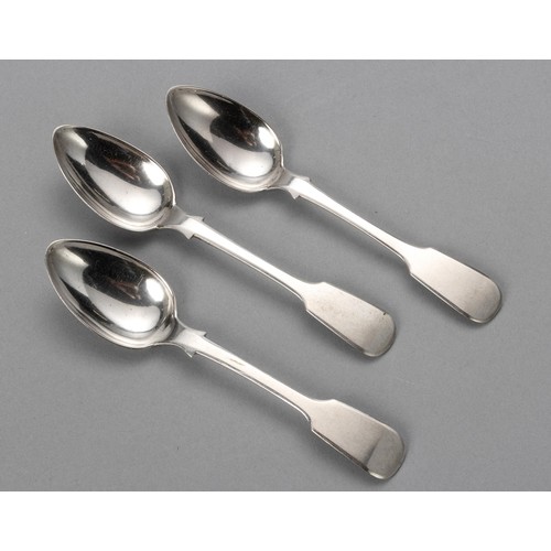 851 - THREE CAPE SILVER FIDDLE PATTERN TEASPOONS, JACOBUS JOHANNES VOS