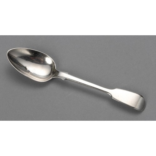 850 - A CAPE SILVER FIDDLE PATTERN TABLESPOON, JOHN TOWNSEND