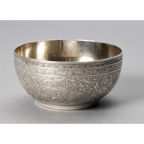 842 - A PERSIAN SILVER BOWL