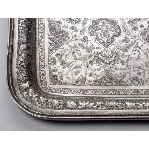 841 - A PERSIAN SILVER TRAY