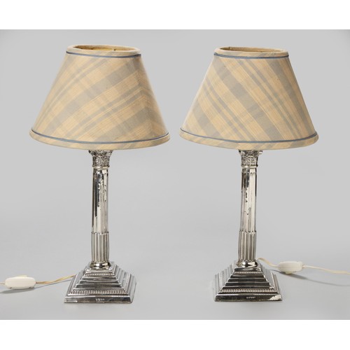 814 - A PAIR OF ELIZABETH II SILVER LAMPS, D J SILVER REPAIRS, LONDON, 1967