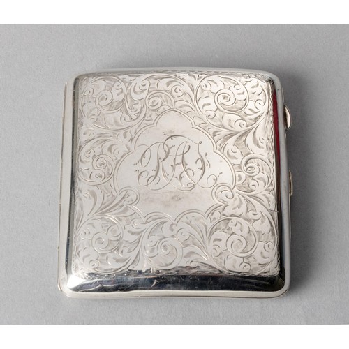 801 - A GEORGE V SILVER CIGARETTE CASE, MAKER'S MARK RUBBED, BIMINGHAM, 1918