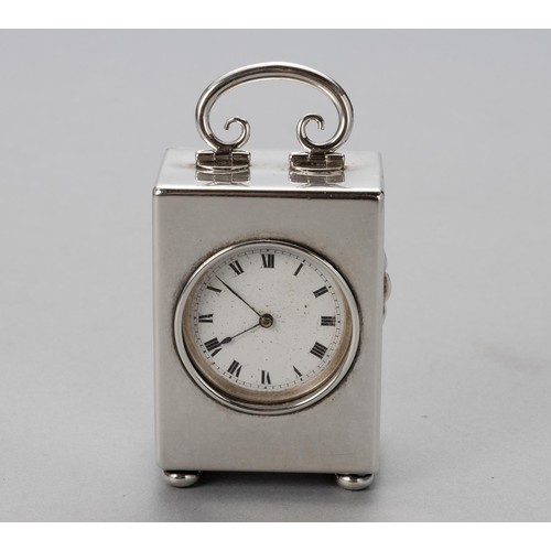 800 - A SILVER MINIATURE CARRIAGE CLOCK, CHARLES GUIGNARD, IMPORT MARKS FOR LONDON, 1913