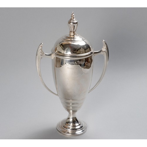 813 - A GEORGE VI SILVER TROPHY CUP AND COVER, ADIE BROTHERS LTD, BIRMINGHAM, 1948