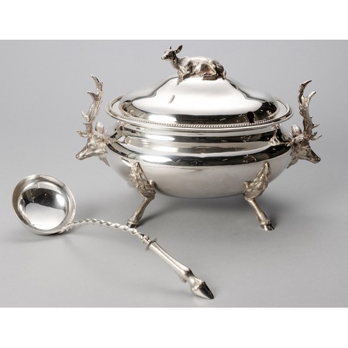 862 - AN ELECTROPLATE TUREEN AND LADLE