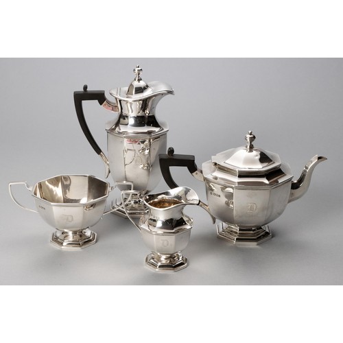 805 - A GEORGE V SILVER FOUR PIECE TEA SERVICE, THOMAS BRADBURY AND SONS LTD, LONDON, 1928