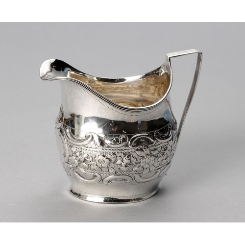 760 - A GEORGE III SILVER MILK JUG, MAKERS MARK RUBBED, LONDON, 1804