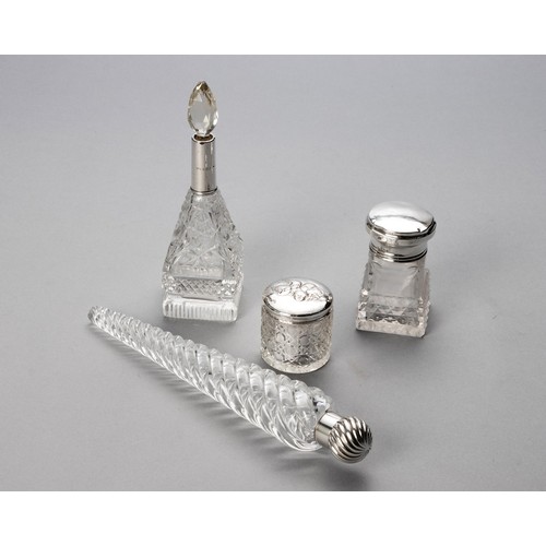 227 - A VICTORIAN SILVER-MOUNTED AND GLASS SCENT BOTTLE, THOMAS JOHNSON II, LONDON, 1886