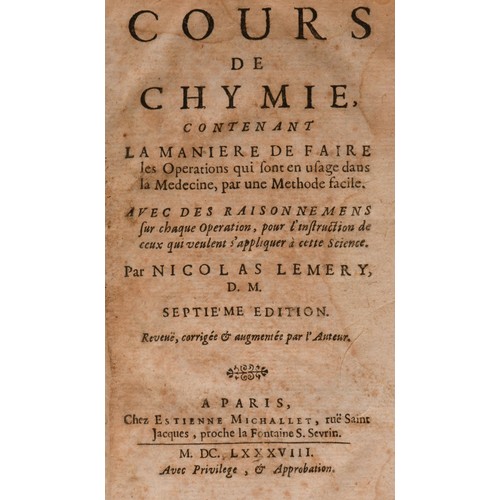 27 - COURS DE CHYMIE (7TH EDITION, FRENCH TEXT) by Nicolas Lemery
