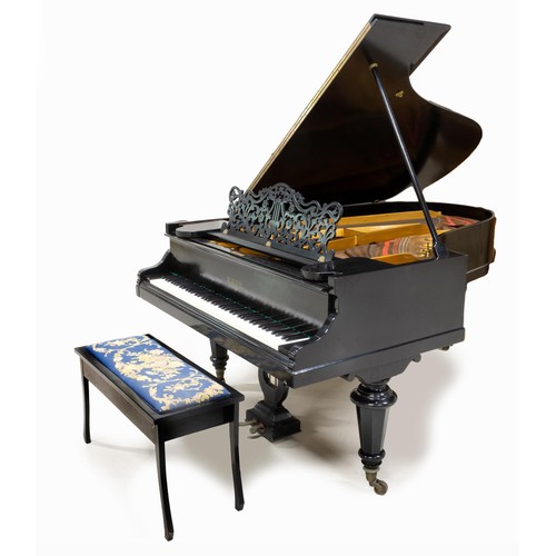 664 - A KAPS PARLOUR GRAND PIANO AND STOOL