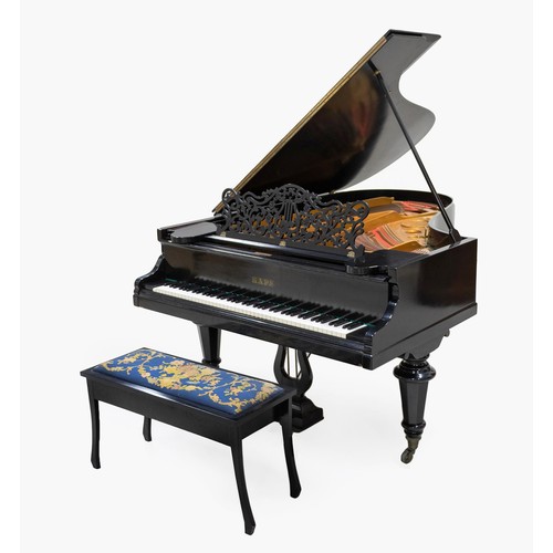 664 - A KAPS PARLOUR GRAND PIANO AND STOOL