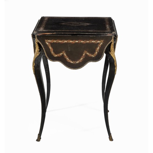 632 - AN FRENCH EBONISED, INLAID AND GILT-METAL MOUNTED VANITY TABLE, 19TH CENTURY