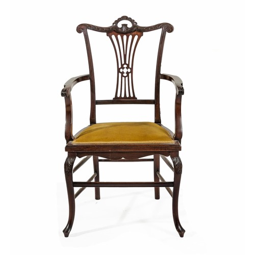 621 - A MAHOGANY ARMCHAIR, LATE 19TH/EARLY 20TH CENTURY