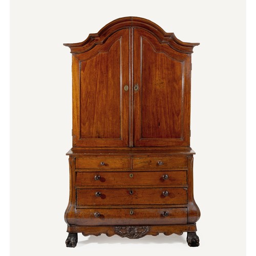 1354 - A CAPE TEAK AND EBONY ARMOIRE, LATE 18TH/EARLY 19TH CENTURY