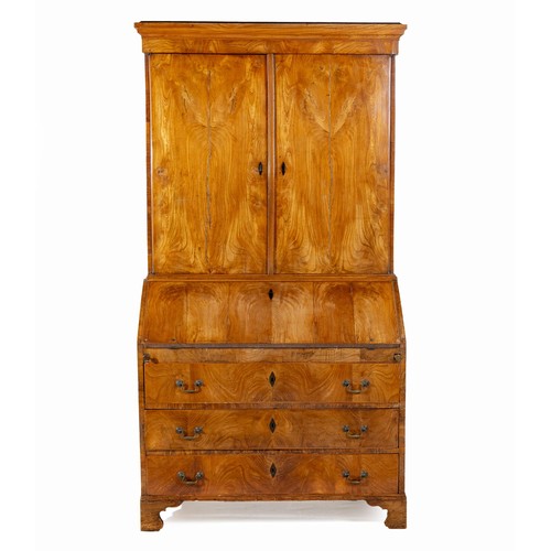 635 - A CONTINENTAL ELMWOOD BUREAU BOOKCASE, CIRCA 1750