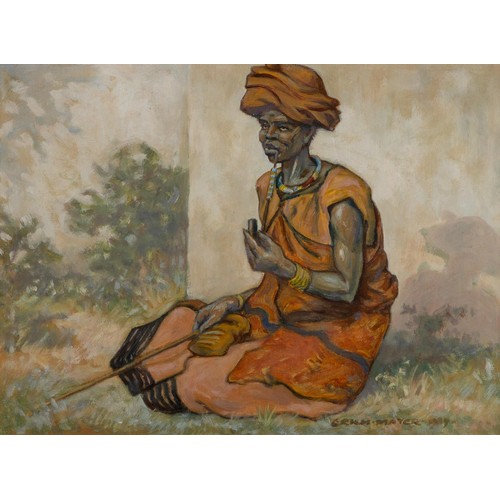 705 - Erich (Ernst Karl) Mayer (South African 1876 - 1960) MAN SMOKING PIPE