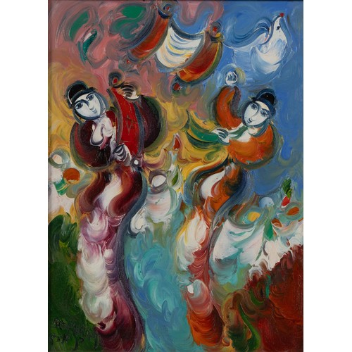 1266 - Edward Ben Avram (Israeli 1941 - ) FIGURES DANCING