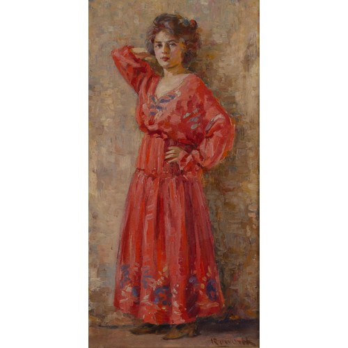 709 - Edward Roworth (South Africa 1880 - 1964)WOMAN IN A RED DRESS