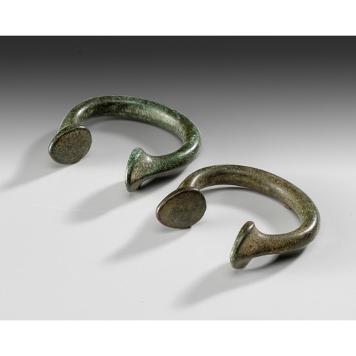 1472 - TWO COPPER CURRENCY BANGLES, MANILLAS, NIGERIA