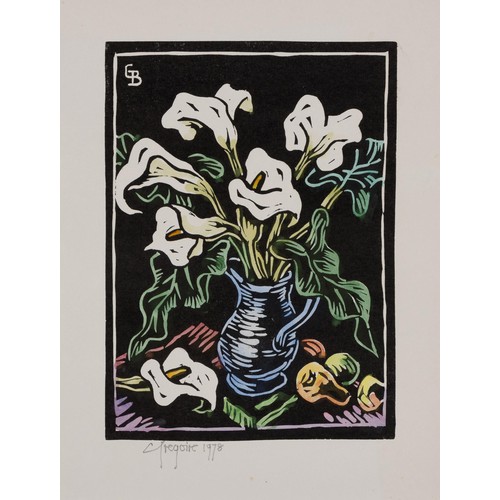 183 - Gregoire Boonzaier (South African 1909-2005) ARUM LILLIES; SELF PORTRAIT; COTYLEDON; TREES IN THE WI... 