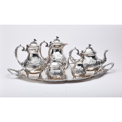 334 - A FIVE-PIECE ELECTROPLATE TEA SERVICE, JOHN TURTON, SHEFFIELD, 20TH CENTURY